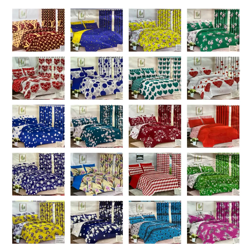 Bedsheet, pillowcase and blinds 