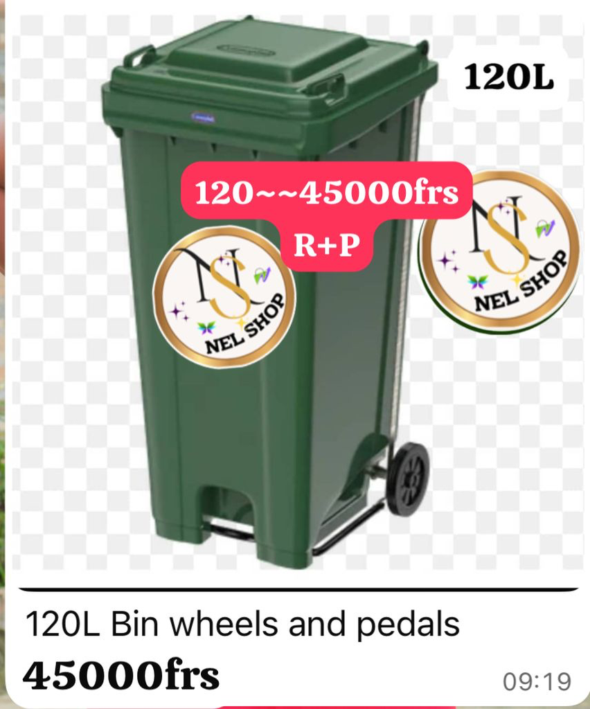 Recycling  bin 120litters wheels and pedals 