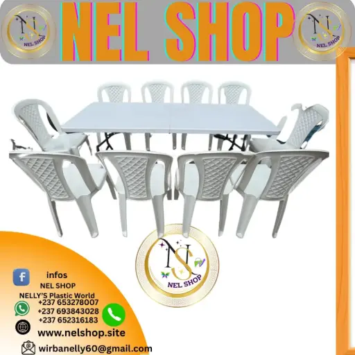 Plastic chairs and tables 
